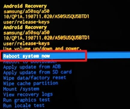 samsung phone reboot system now option