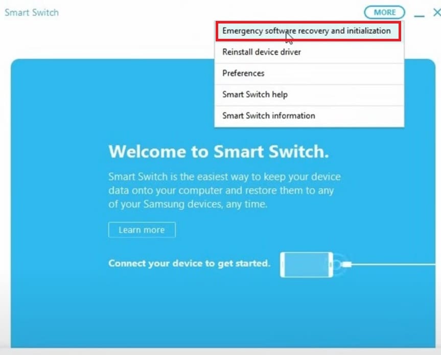 samsung smart switch emergency software recovery and initialization