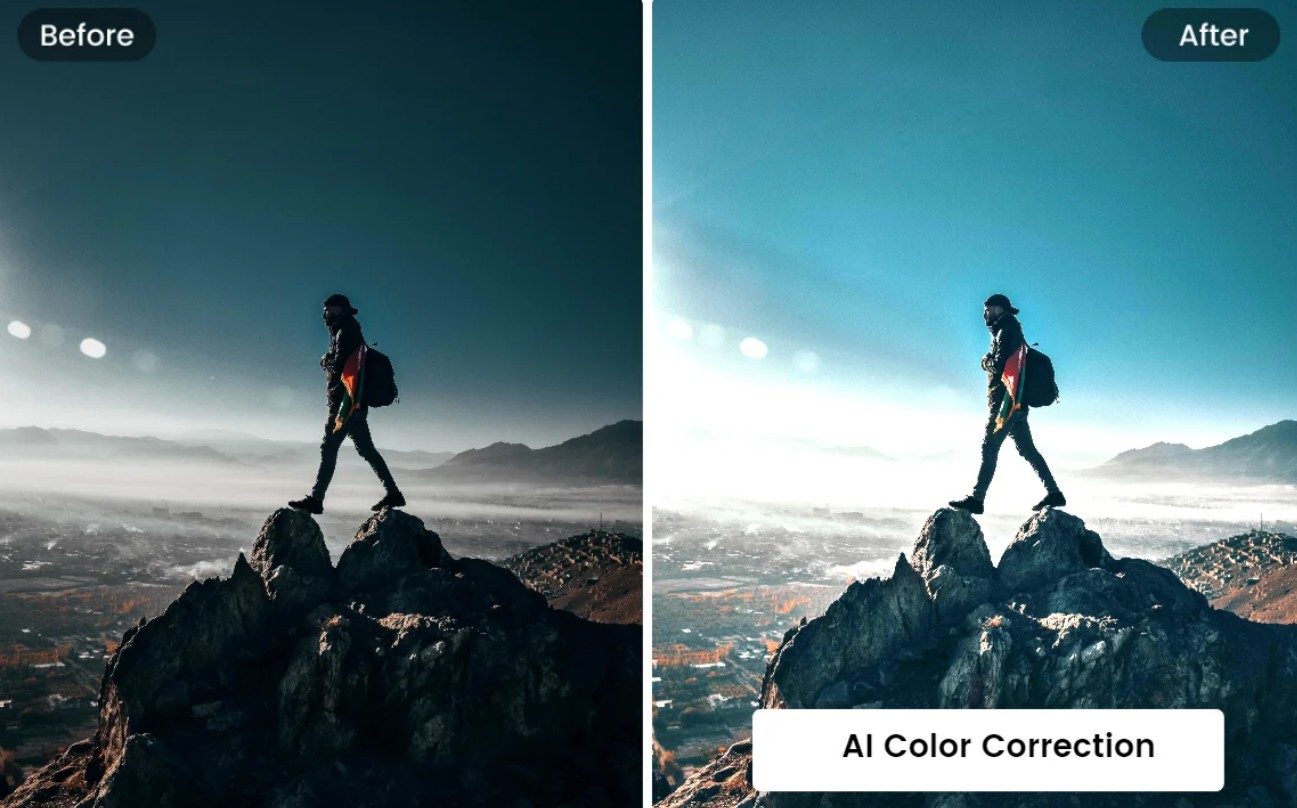 color and lighting correction using ai