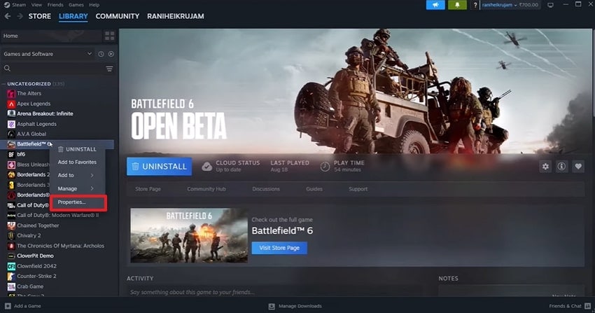 access battlefield game properties