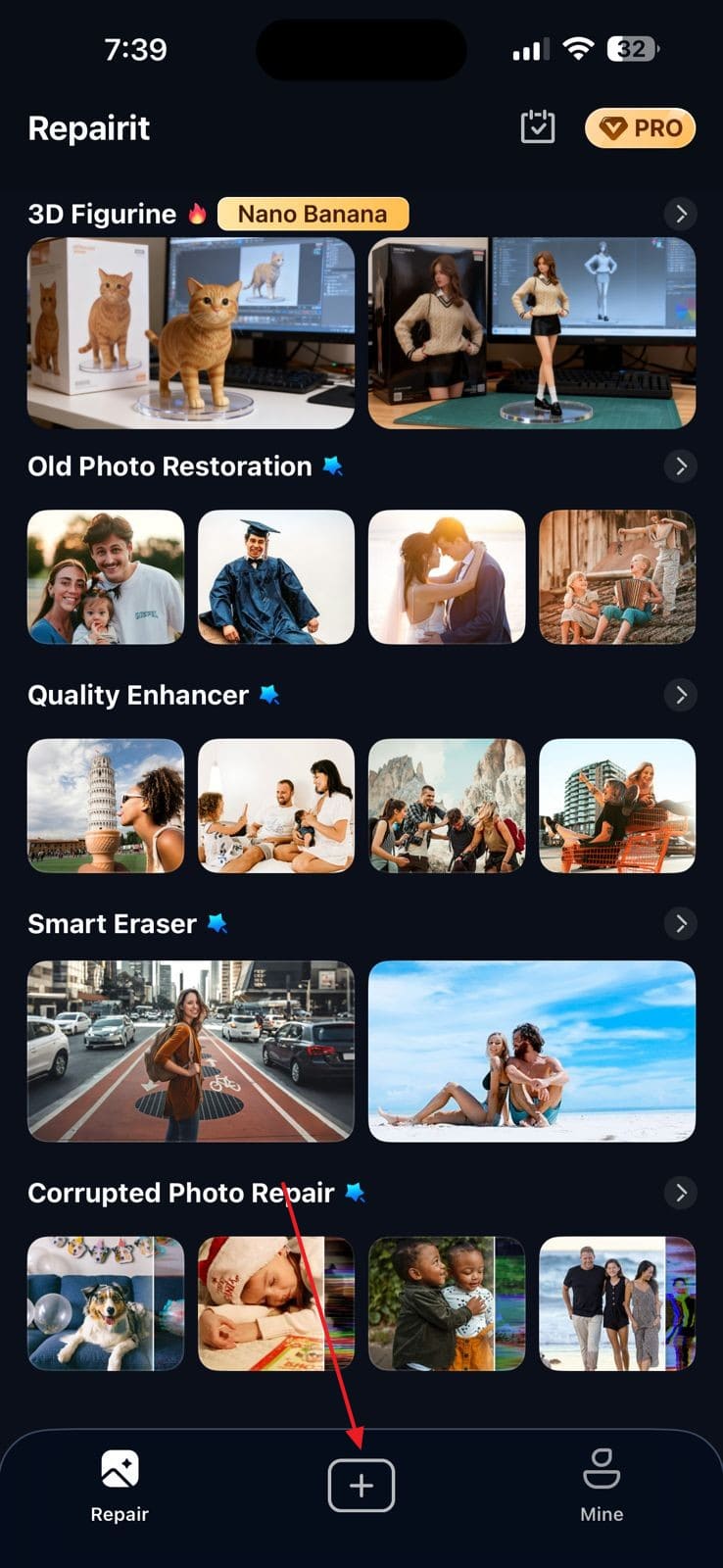 select + button the repairit app
