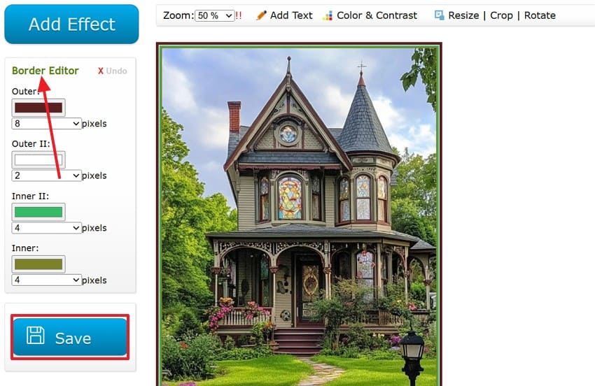 tuxpi add border and save