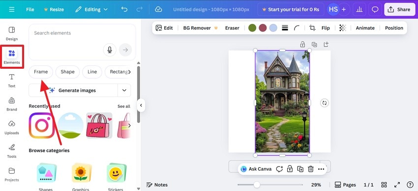 enter frame tab canva