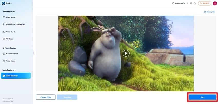 enhance video on repairit online