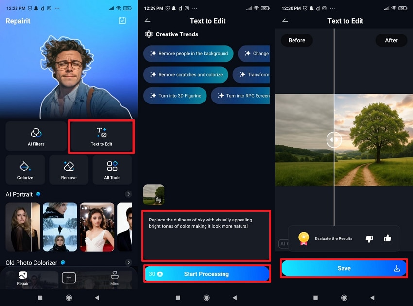 text to edit feature on repairit