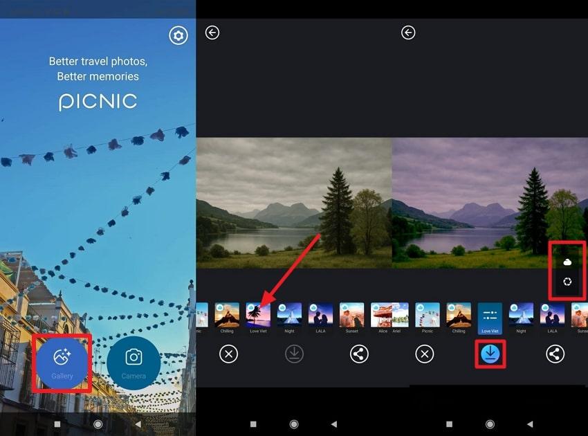 picnic sky editing filters