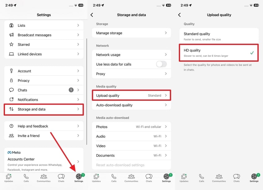choose hd upload quality