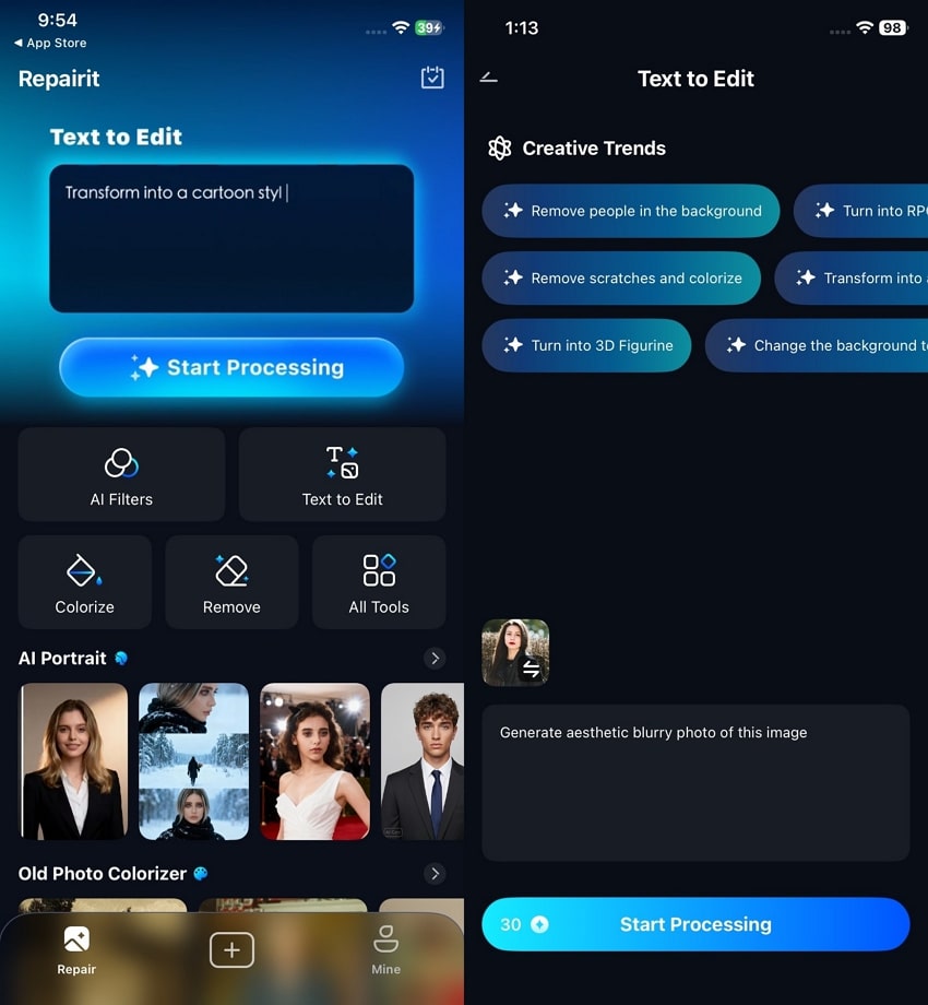 access repairit text to edit feature