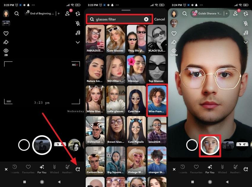 snapchat glasses filter