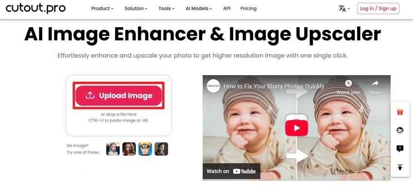 upload image on cutout pro