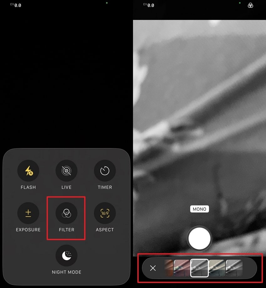 use mono filter on iphone