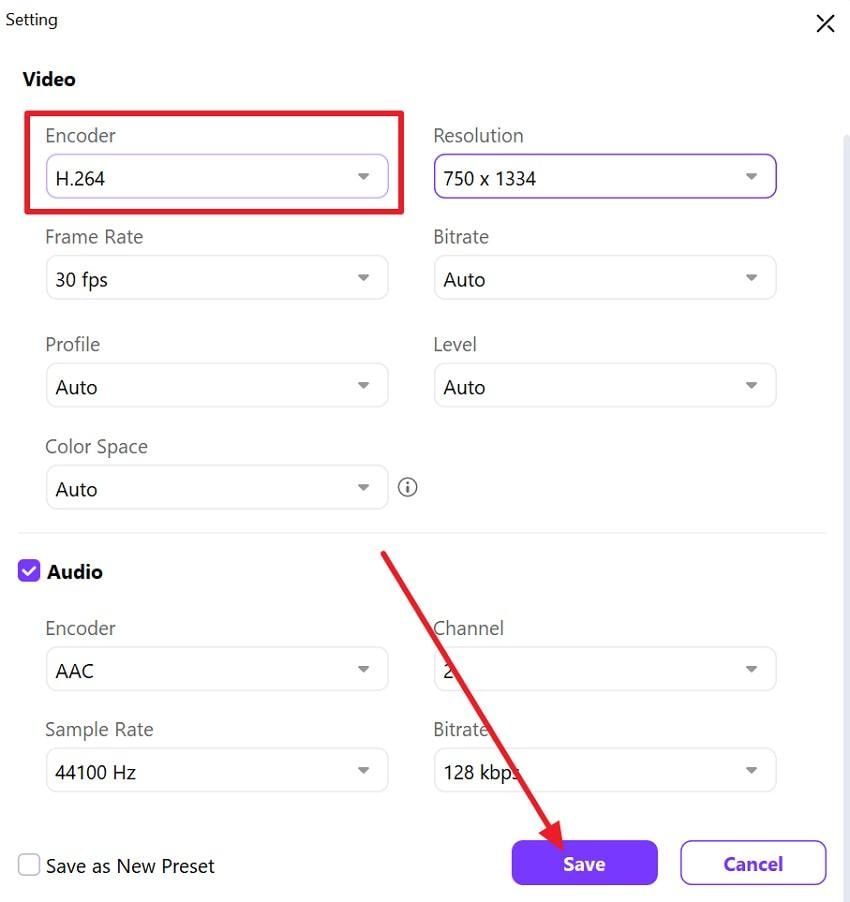 pick encoder and save