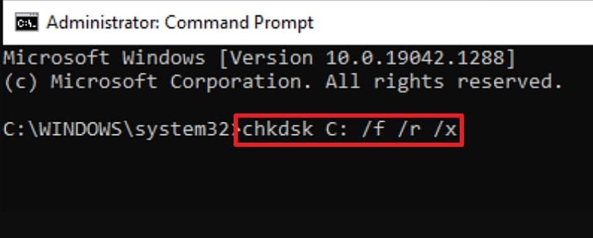 perform chkdsk command