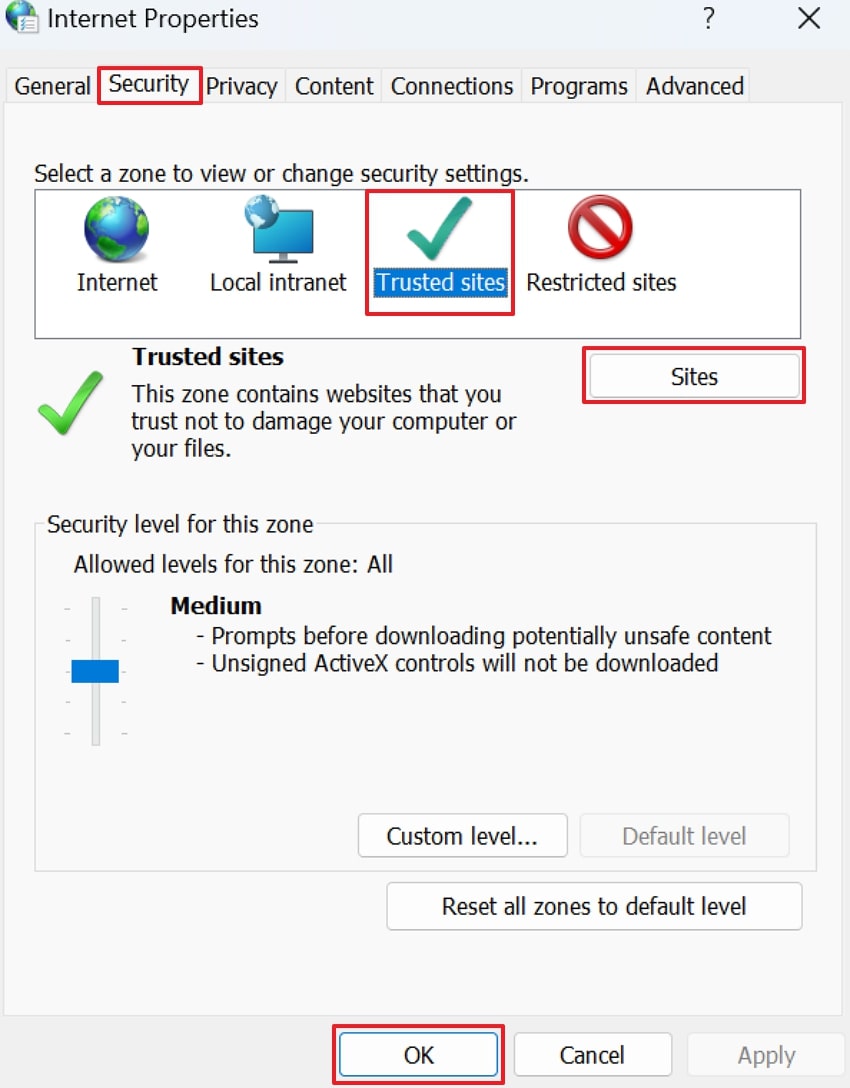 choose sites section