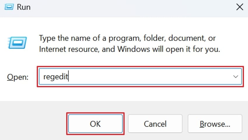run a dialogue box for registry