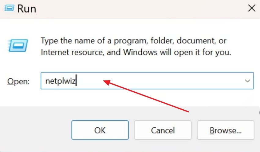type run command and select ok
