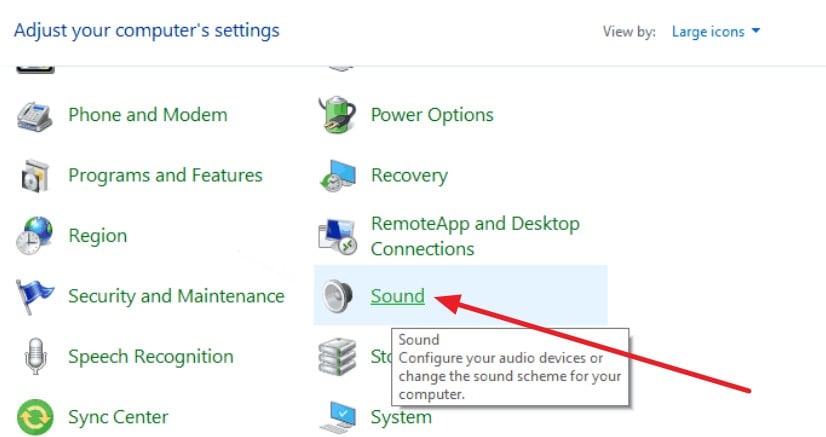 choose the sound option