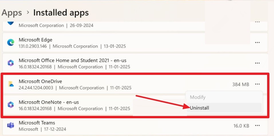 uninstall the recent apps