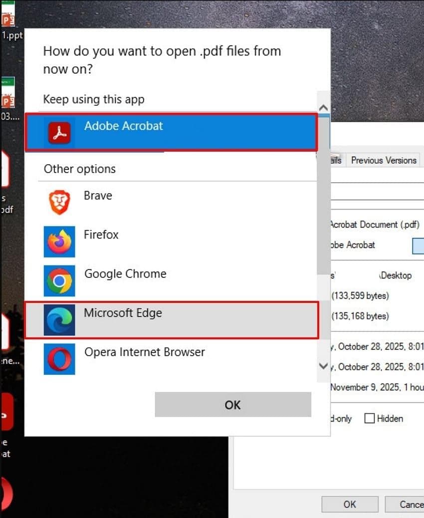 select add for pdf file association