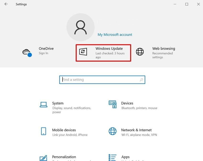 choose windows and updates