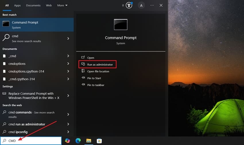 open command prompt as administrator windows