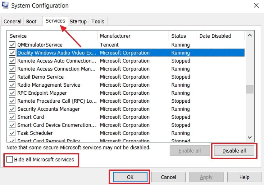 disable all microsoft services