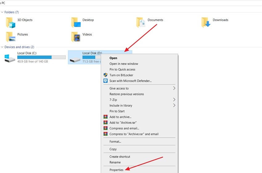 access windows file explorer properties