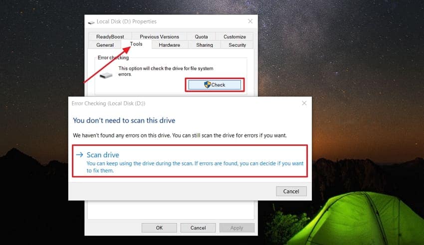 scan drive for errors