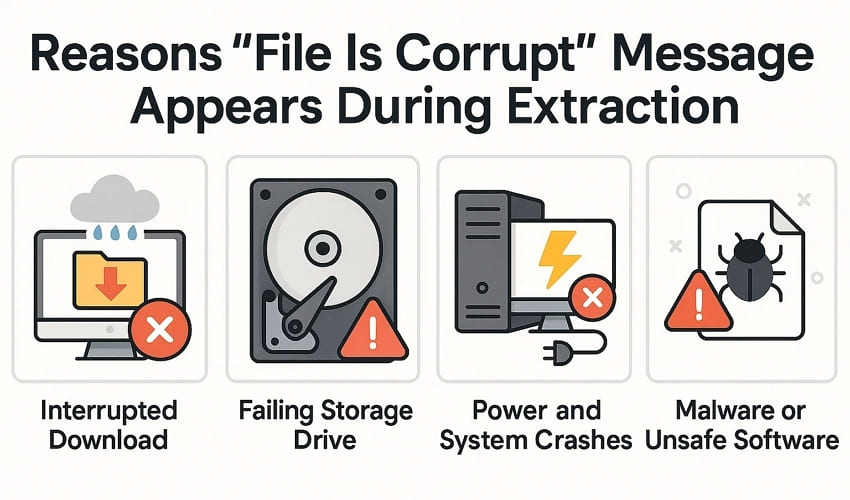 reasons archive file corruption error occurs