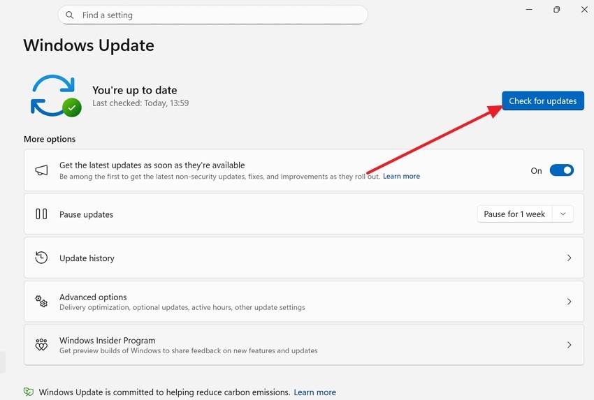 choose check for updates