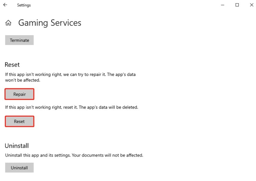 repair and reset game services