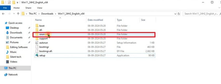 open sources folder in disk c