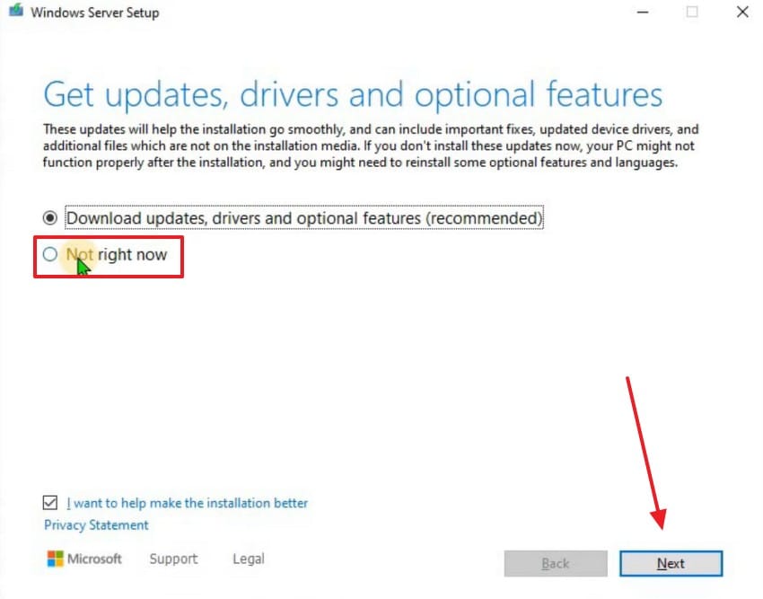 click not right now and click next