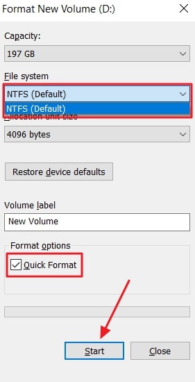 change drive format