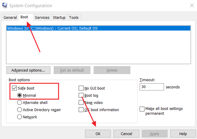 enter into safe mode