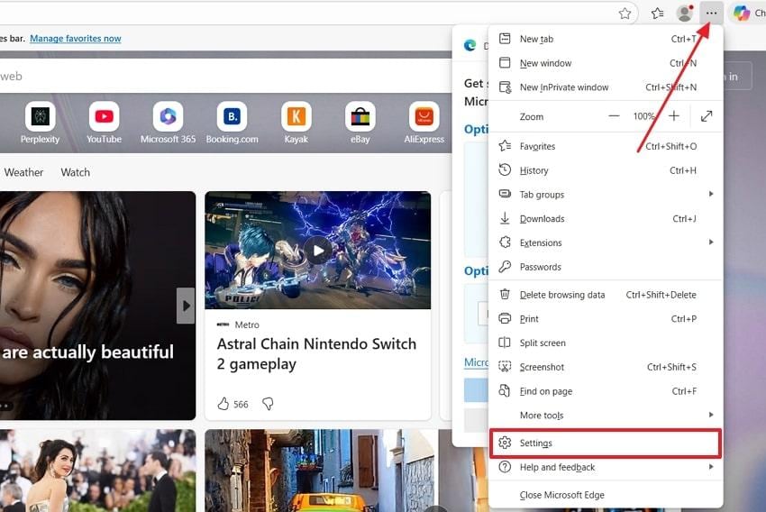 access settings of internet explorer