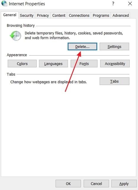 access delete brwosing history