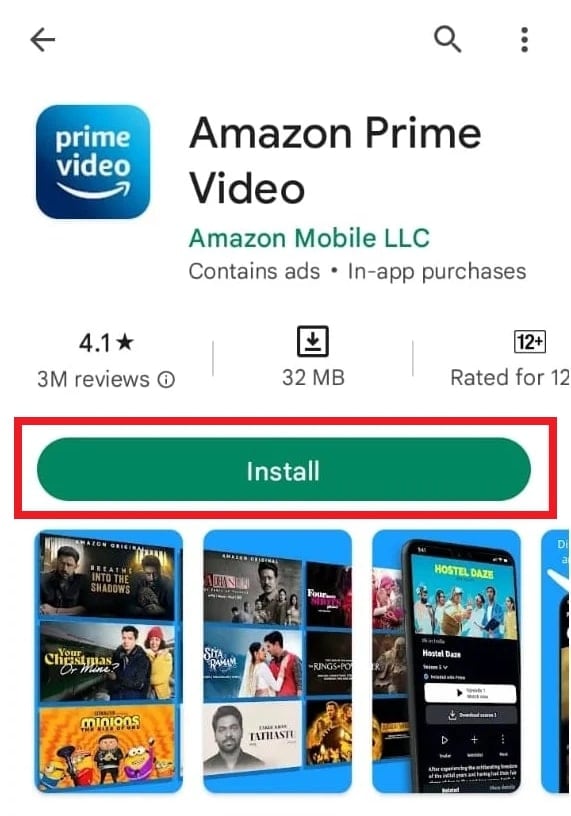 install amazon prime video android