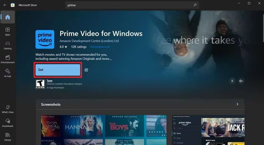 get amazon prime video microsoft store