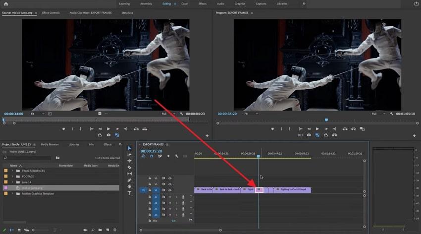 import export frame in timeline