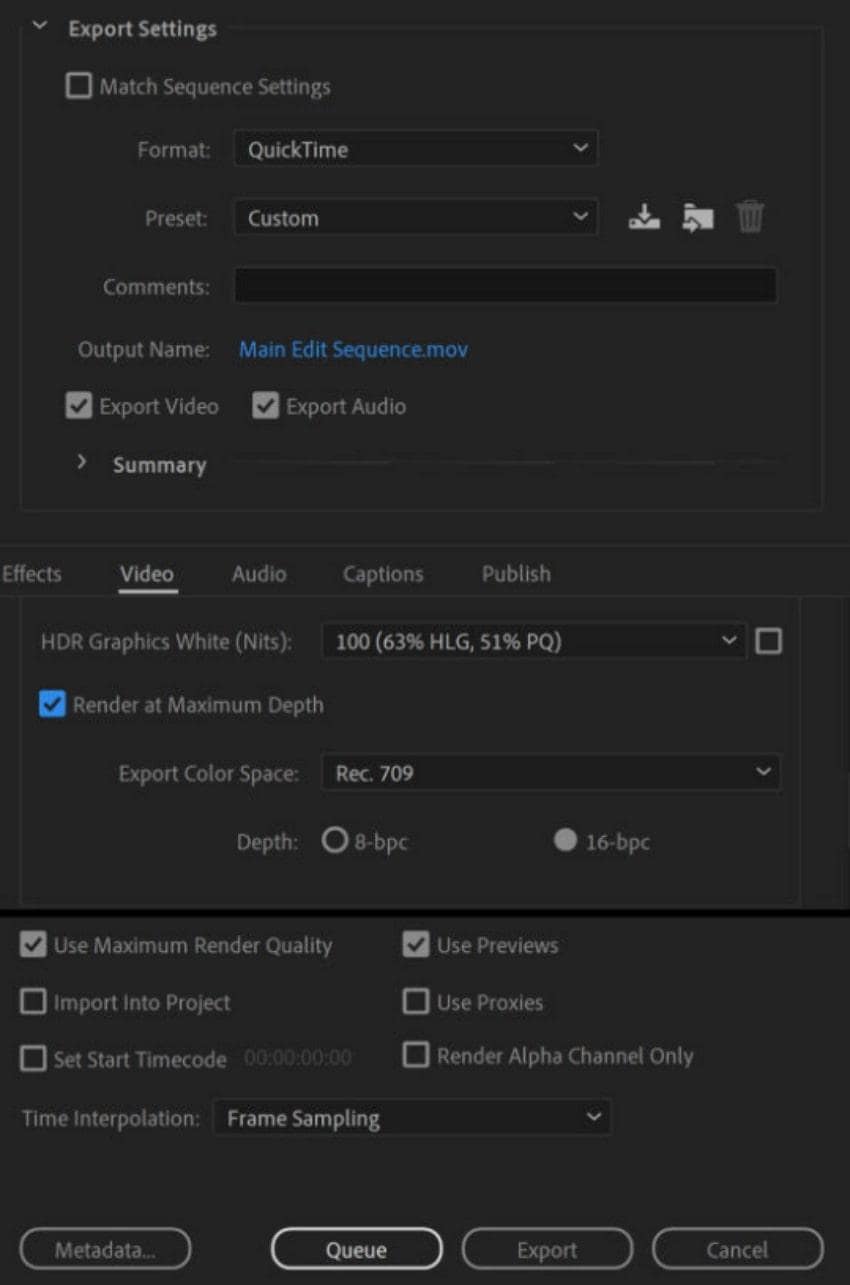 export render settings