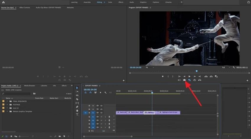 choose export frame option
