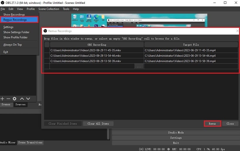 obs remux mkv to mp4