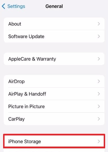 iphone storage settings