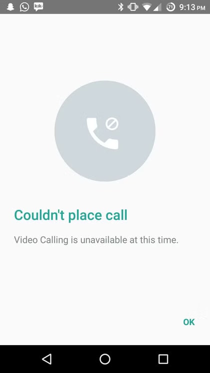 video call whatsapp not working