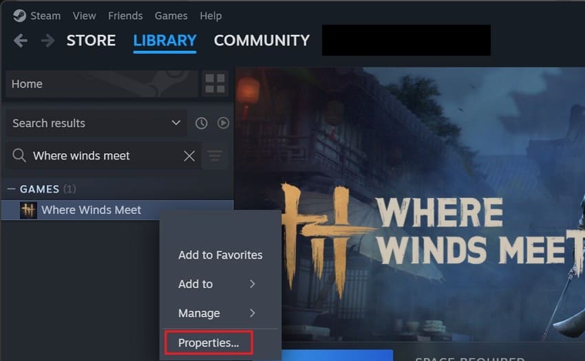 right click to choose properties