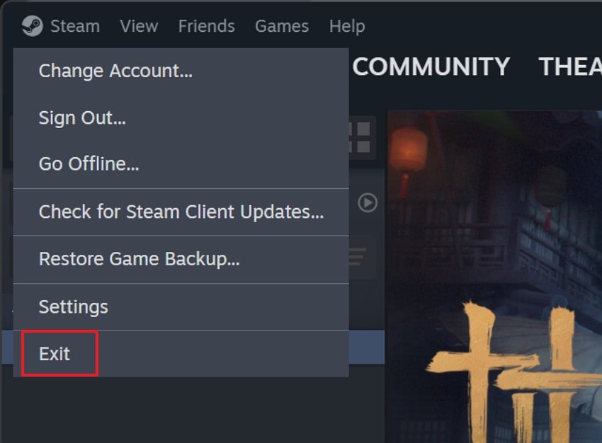 choose exit from the list