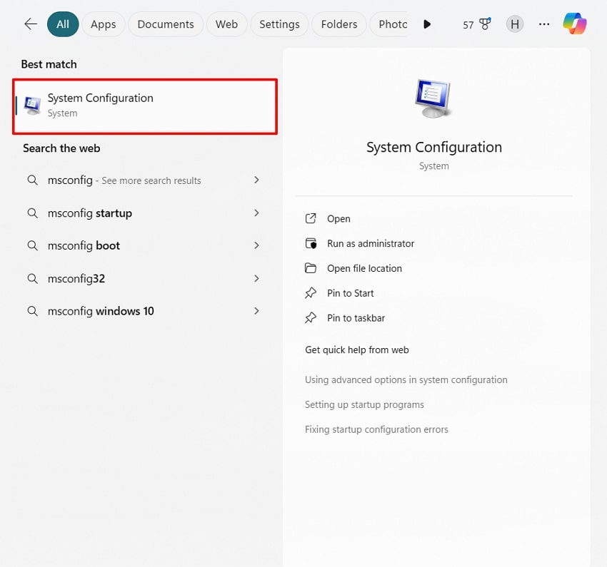 open system configurations windows