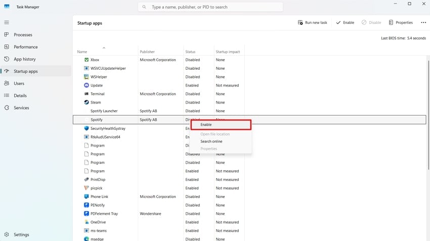 enable and check conflicting app