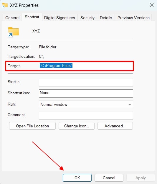 verify and fix target path